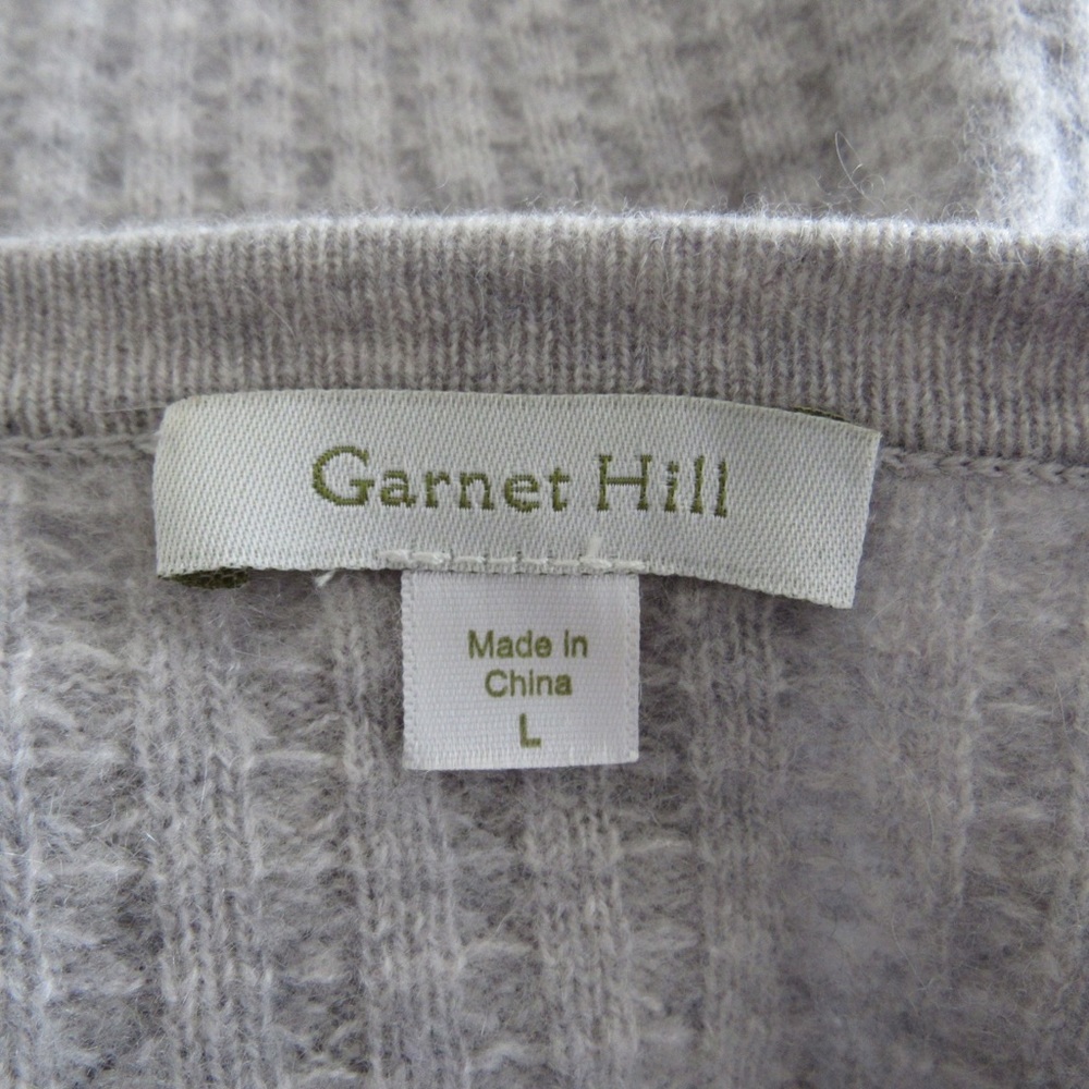 Garnet Hill Grey Cashmere Cardigan Sweater Size Large Open Front Long Line - Picture 9 of 10